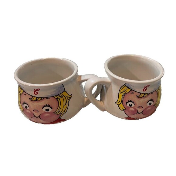 2 VTG 1998 Campbell Soup Blond Boy Kitschy Ceramic Mug Cup Houston Harvest 16oz* - Picture 3 of 5